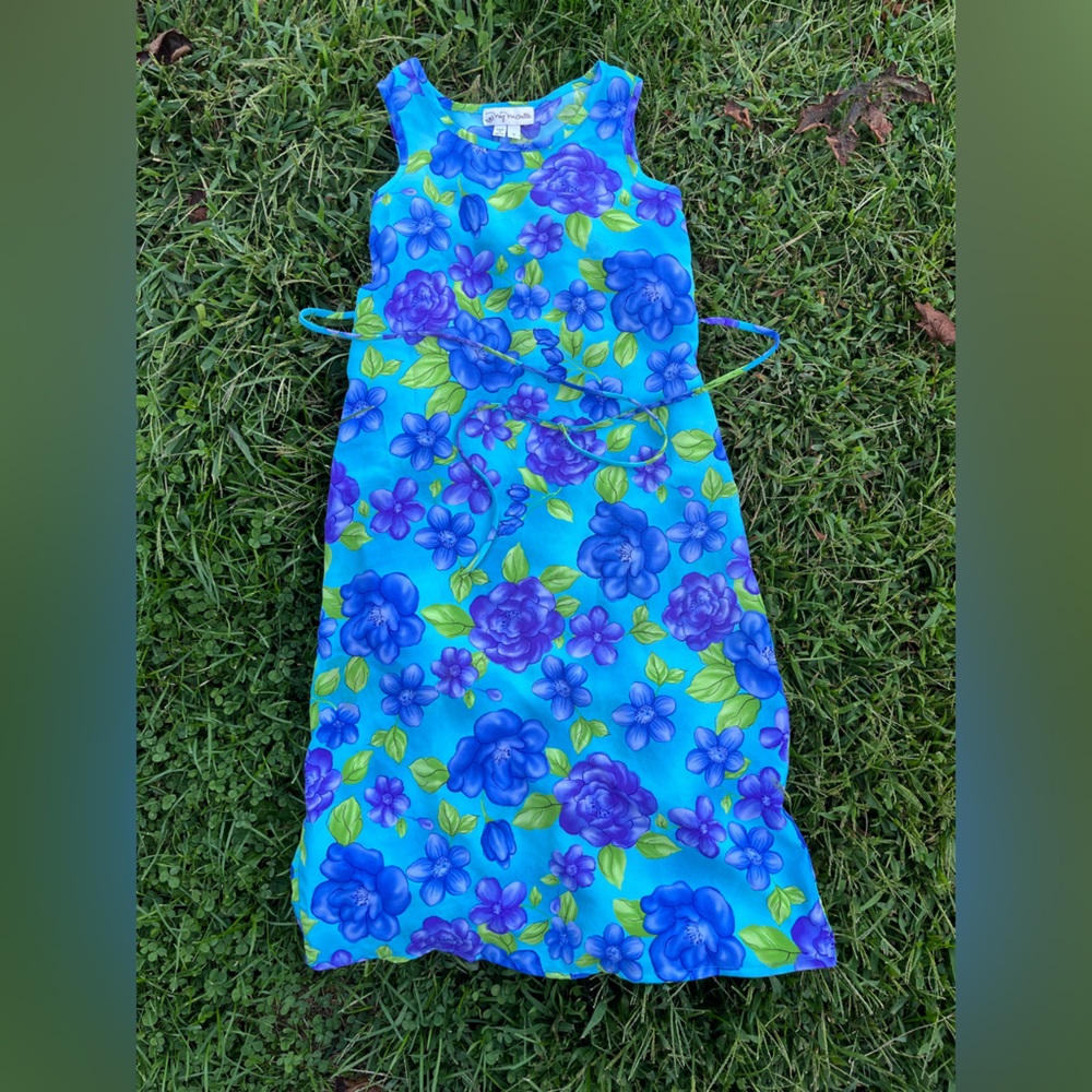 My Michelle Vibrant Blue and Green Floral Dress